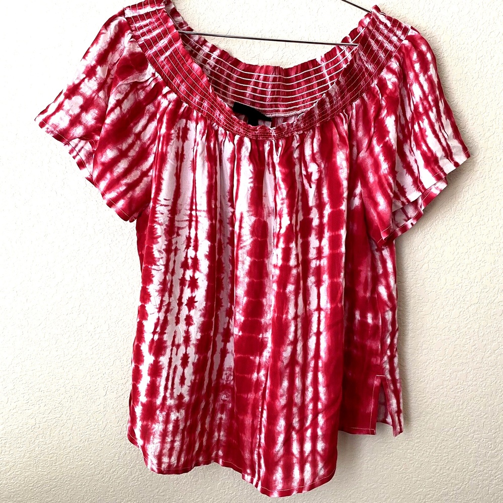 Lane Bryant Womens Off Shoulder Short Sleeve Tie Dye Blouse Top Size 14/16